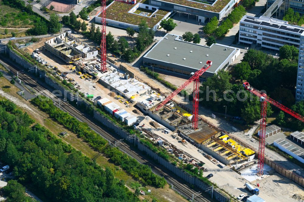 Aerial photograph Leipzig - Construction site to build a new multi-family residential complex Doesner Weg in Leipzig in the state Saxony, Germany