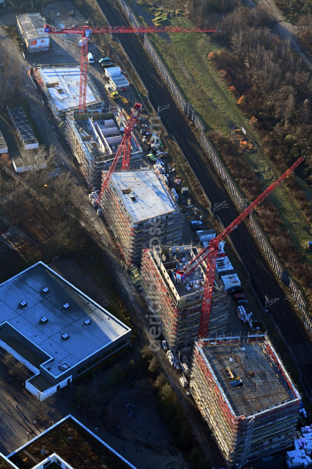 Aerial photograph Leipzig - Construction site to build a new multi-family residential complex Doesner Weg in Leipzig in the state Saxony, Germany