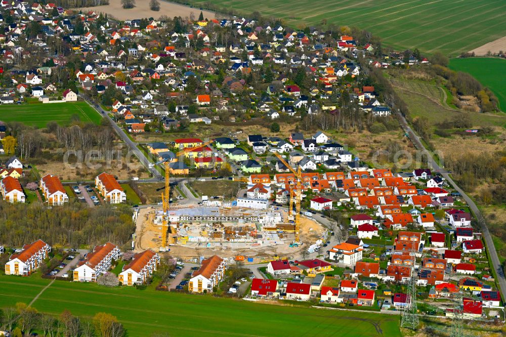 Aerial photograph Schwanebeck - Construction site to build a new multi-family residential complex Am Eichenring in Schwanebeck in the state Brandenburg, Germany