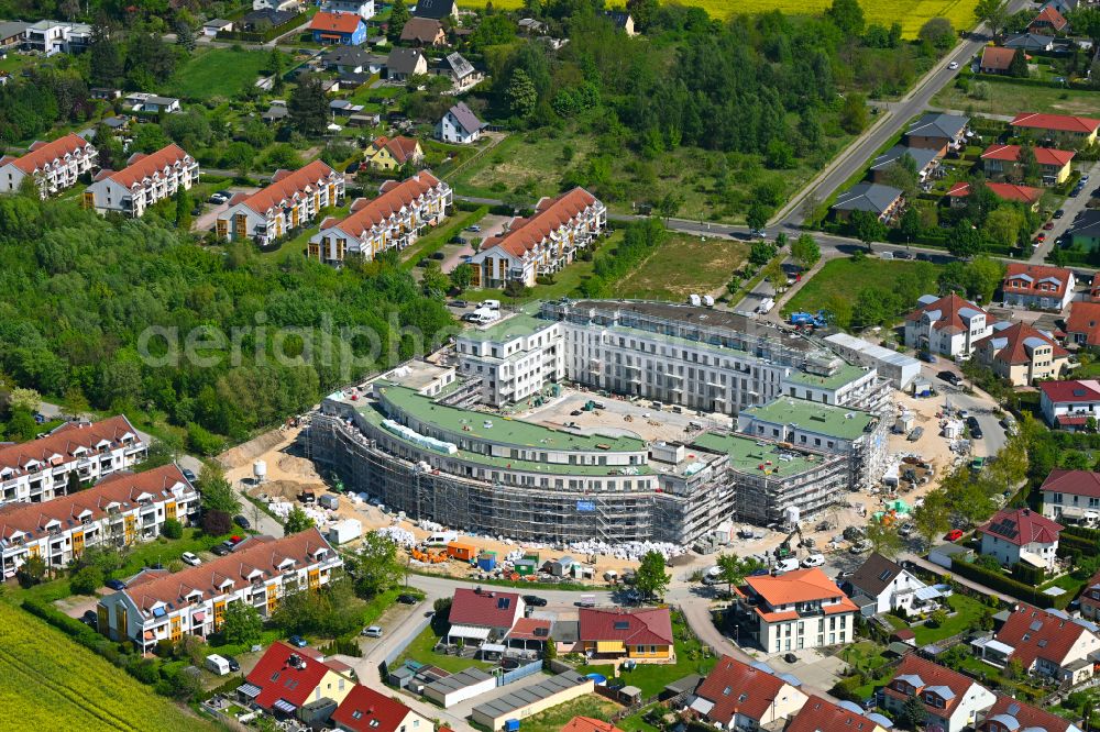 Aerial image Schwanebeck - Construction site to build a new multi-family residential complex Am Eichenring in Schwanebeck in the state Brandenburg, Germany