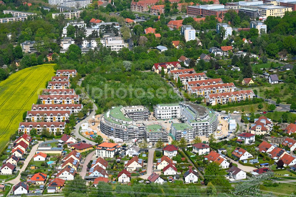 Aerial photograph Schwanebeck - Construction site to build a new multi-family residential complex Am Eichenring in Schwanebeck in the state Brandenburg, Germany