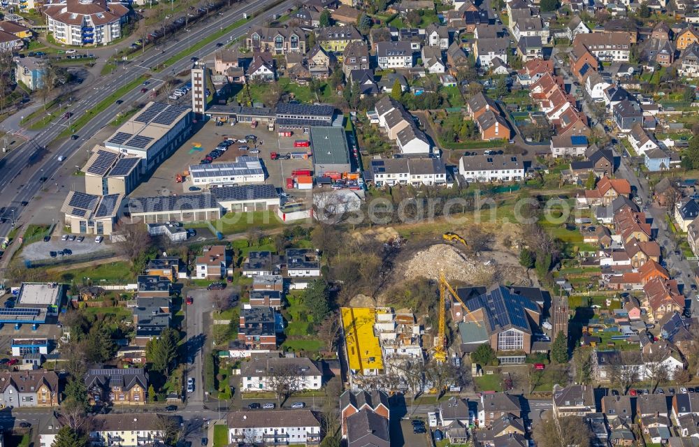 Aerial photograph Bottrop - Construction site to build a new multi-family residential complex on Eichenstrasse in Bottrop at Ruhrgebiet in the state North Rhine-Westphalia, Germany