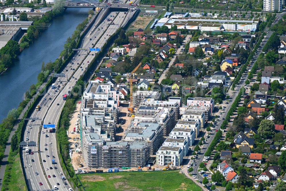 Aerial photograph Berlin - Construction site to build a new multi-family residential complex on Eisenhutweg in the district Johannisthal in Berlin, Germany