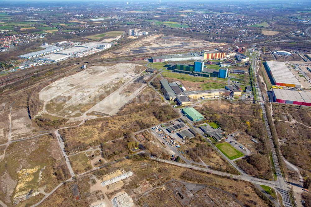 Dortmund from the bird's eye view: Construction site to build a new multi-family residential complex on the site of the former Westfalenhuette in Dortmund at Ruhrgebiet in the state North Rhine-Westphalia, Germany