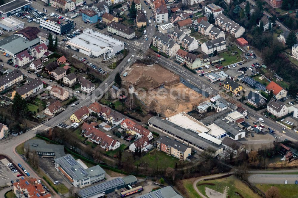 Aerial image Lahr/Schwarzwald - Construction site to build a new multi-family residential complex Geroldsecker Quartier Lahr on street Langemarckstrasse in Lahr/Schwarzwald in the state Baden-Wuerttemberg, Germany