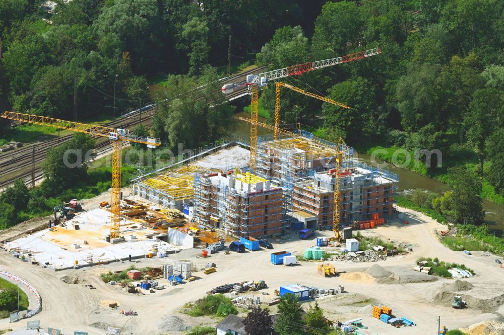 Aerial photograph Günzburg - Construction site to build a new multi-family residential complex on street Dillinger Strasse in the district Oberelchingen in Guenzburg in the state Bavaria, Germany