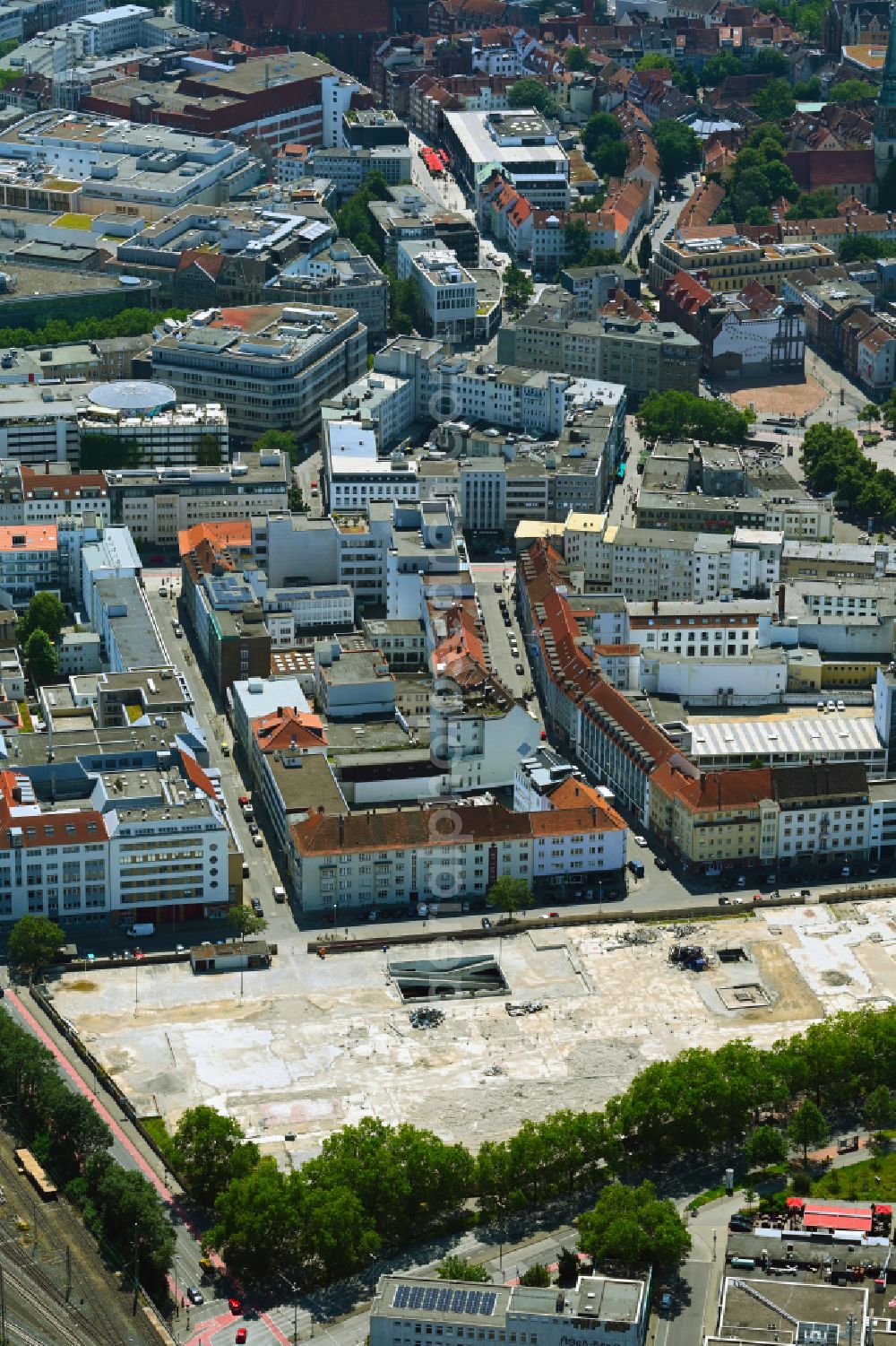 Aerial photograph Hannover - Construction site to build a new multi-family residential complex on street Celler Strasse - Bruederstrasse - Herschelstrasse - in the district Mitte in Hannover in the state Lower Saxony, Germany