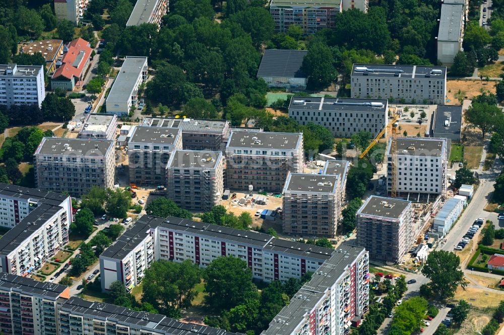 Aerial image Berlin - Construction site to build a new multi-family residential complex on Karl-Holtz-Strasse in the district Marzahn in Berlin, Germany