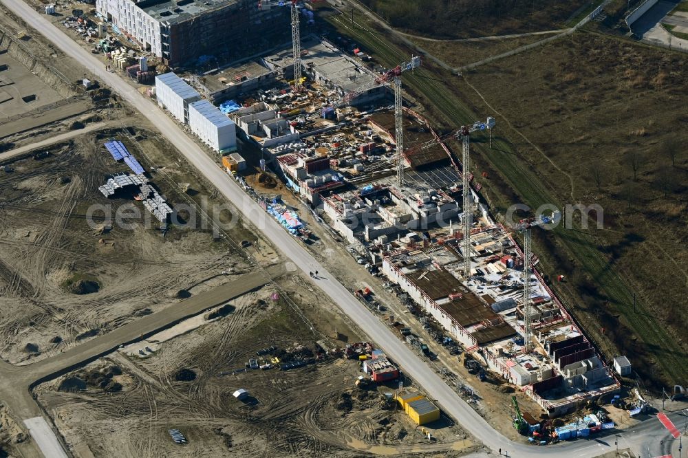 Hannover from the bird's eye view: Construction site to build a new multi-family residential complex on Kattenbrookstrift in the district Bemerode in Hannover in the state Lower Saxony, Germany