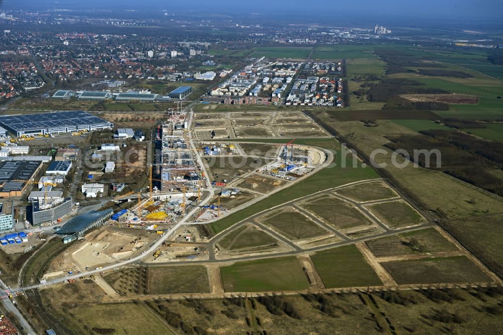 Aerial photograph Hannover - Construction site to build a new multi-family residential complex Kronsberg-Sued in the district Wuelferode in Hannover in the state Lower Saxony, Germany