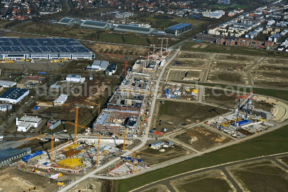 Hannover from above - Construction site to build a new multi-family residential complex Kronsberg-Sued in the district Wuelferode in Hannover in the state Lower Saxony, Germany