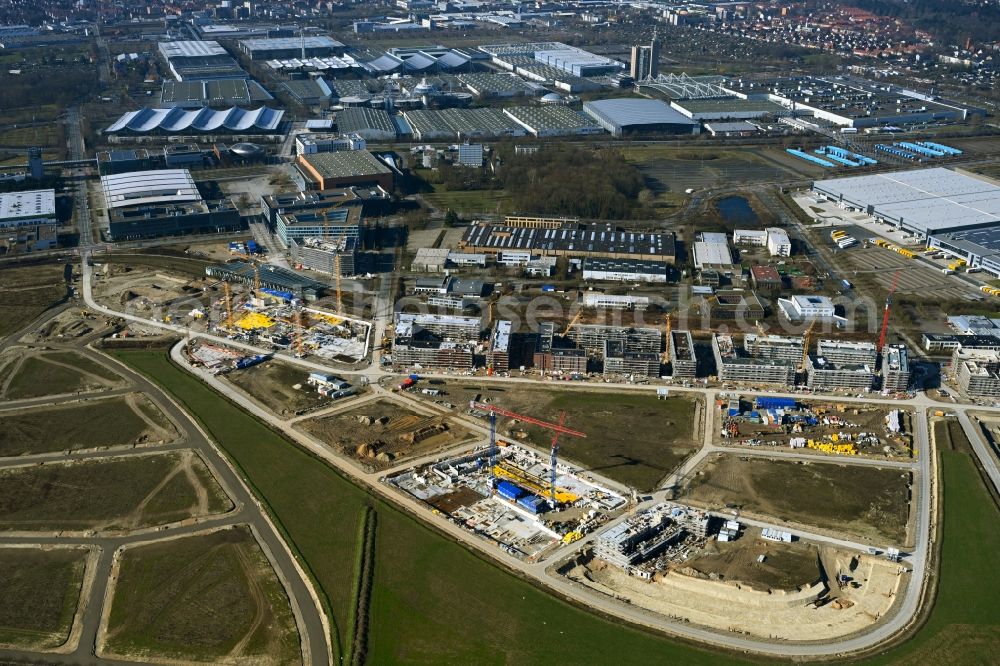 Hannover from the bird's eye view: Construction site to build a new multi-family residential complex Kronsberg-Sued in the district Wuelferode in Hannover in the state Lower Saxony, Germany