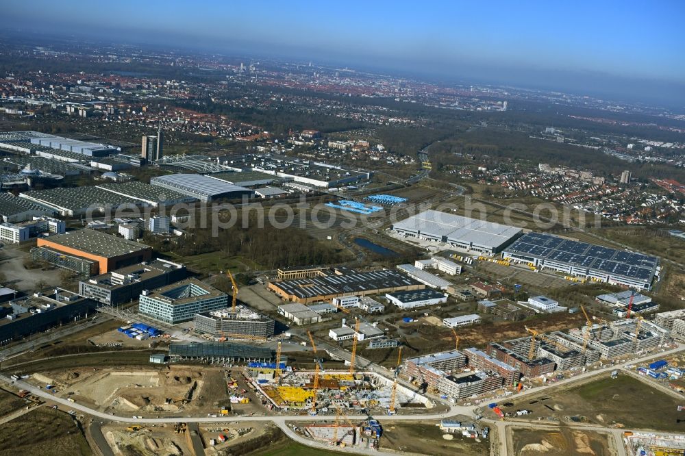 Aerial image Hannover - Construction site to build a new multi-family residential complex Kronsberg-Sued in the district Wuelferode in Hannover in the state Lower Saxony, Germany