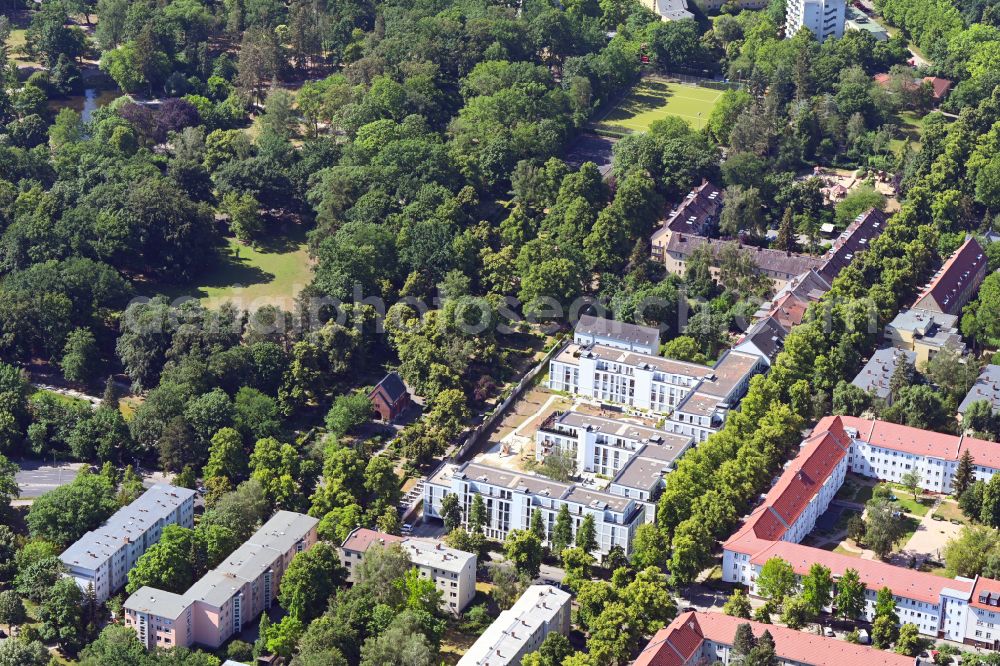 Berlin from the bird's eye view: New multi-family residential complex Lankwitzer Hofgaerten on Muehlenstrasse in the district Lankwitz in Berlin, Germany