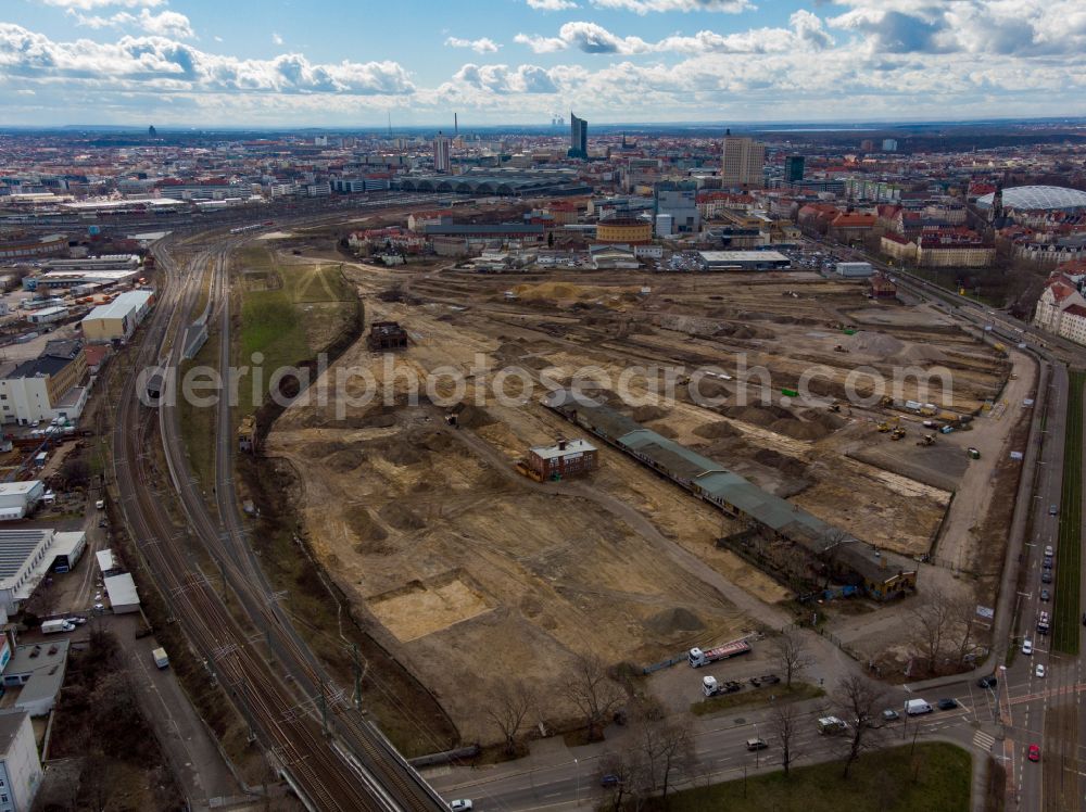 Aerial image Leipzig - Construction site to build a new multi-family residential complex Leipzig 416 in Leipzig in the state Saxony, Germany