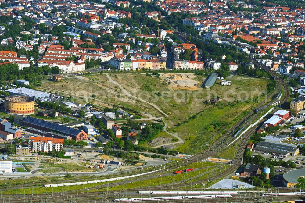 Leipzig from above - Construction site to build a new multi-family residential complex Leipzig 416 in Leipzig in the state Saxony, Germany