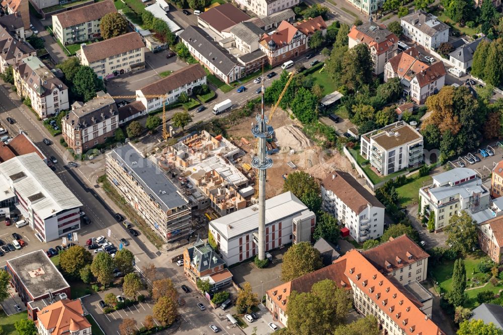 Lahr/Schwarzwald from the bird's eye view: Construction site to build a new multi-family residential complex Lotzbeckstrasse - Jammstrasse in Lahr/Schwarzwald in the state Baden-Wuerttemberg, Germany