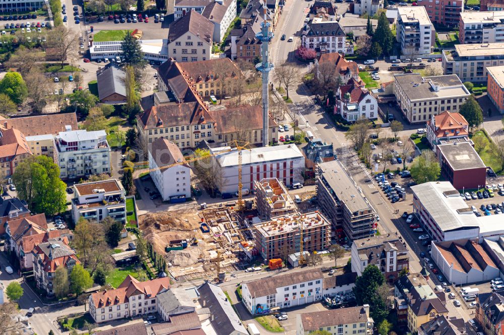 Lahr/Schwarzwald from above - Construction site to build a new multi-family residential complex Lotzbeckstrasse - Jammstrasse in Lahr/Schwarzwald in the state Baden-Wuerttemberg, Germany