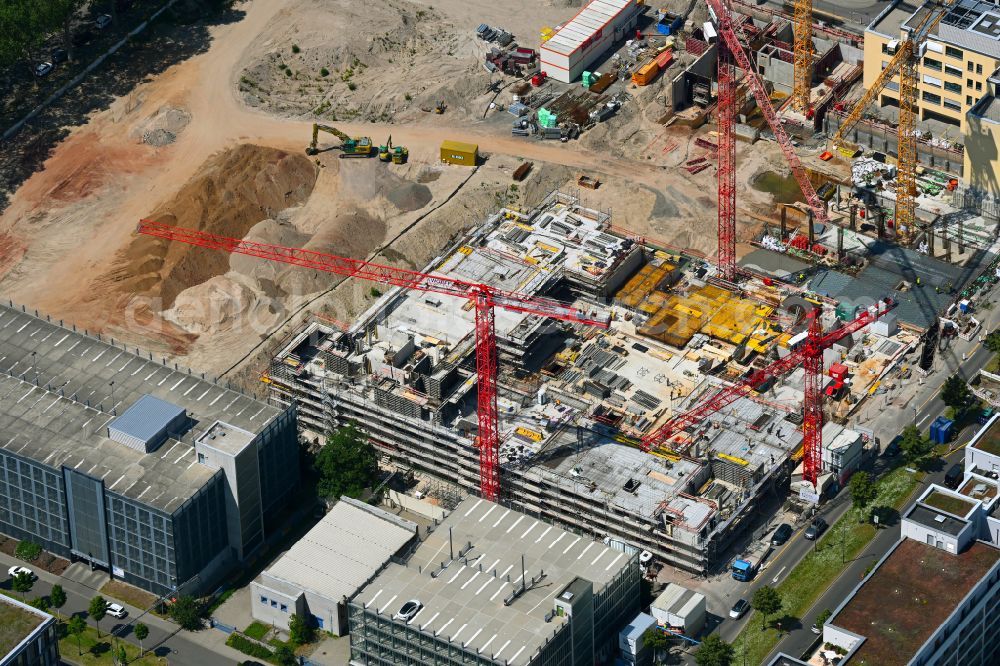 Ludwigshafen am Rhein from the bird's eye view: Construction site to build a new multi-family residential complex Ludwigs-Quartier on street Yorckstrasse - Halbergstrasse - Rheinallee in Ludwigshafen am Rhein in the state Rhineland-Palatinate, Germany