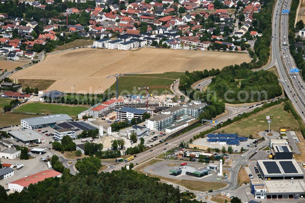 Pentling from above - Construction site to build a new multi-family residential complex Mein Kaiserhof on street An der Steinernen Bank in the district Grossberg in Pentling in the state Bavaria, Germany