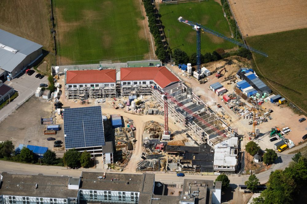 Pentling from above - Construction site to build a new multi-family residential complex Mein Kaiserhof on street An der Steinernen Bank in the district Grossberg in Pentling in the state Bavaria, Germany