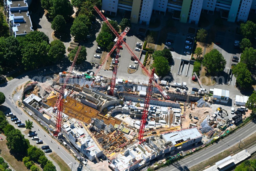 Aerial photograph Stuttgart - Construction site to build a new multi-family residential complex Am Eschbach on street Adalbert-Stifter-Strasse - Moenchfeldstrasseasse in the district Freiberg in Stuttgart in the state Baden-Wuerttemberg, Germany