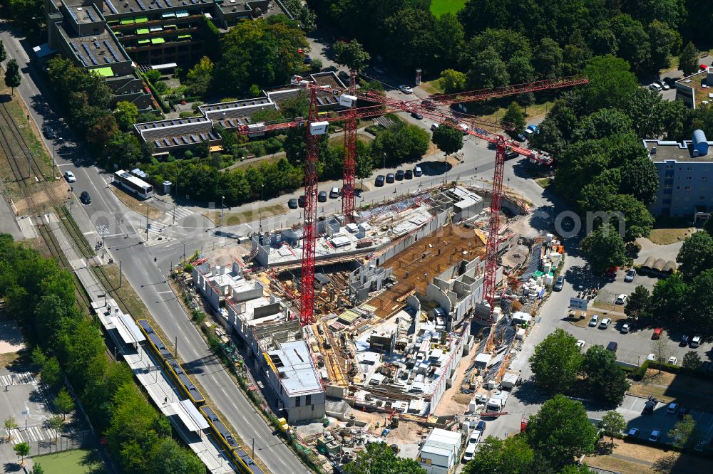 Aerial photograph Stuttgart - Construction site to build a new multi-family residential complex Am Eschbach on street Adalbert-Stifter-Strasse - Moenchfeldstrasseasse in the district Freiberg in Stuttgart in the state Baden-Wuerttemberg, Germany