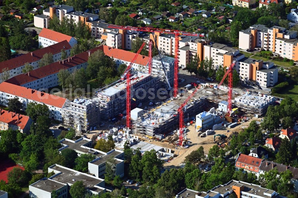 Berlin from the bird's eye view: Construction site to build a new multi-family residential complex Dessauerstrasse - Retzowstrasse in the district Lankwitz in Berlin, Germany