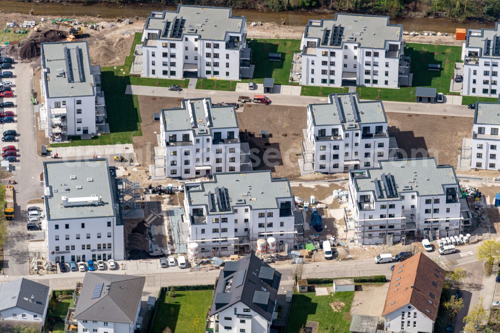 Achern from the bird's eye view: Construction site to build a new multi-family residential complex on street Kapellenstrasse in the district Oberachern in Achern in the state Baden-Wuerttemberg, Germany