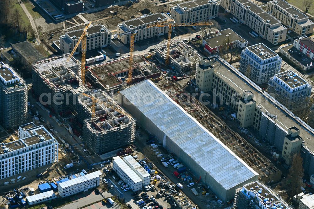 Aerial image Berlin - Construction site to build a new multi-family residential complex on street Carossastrasse - Am Maselakepar in the district Spandau Hakenfelde in Berlin, Germany