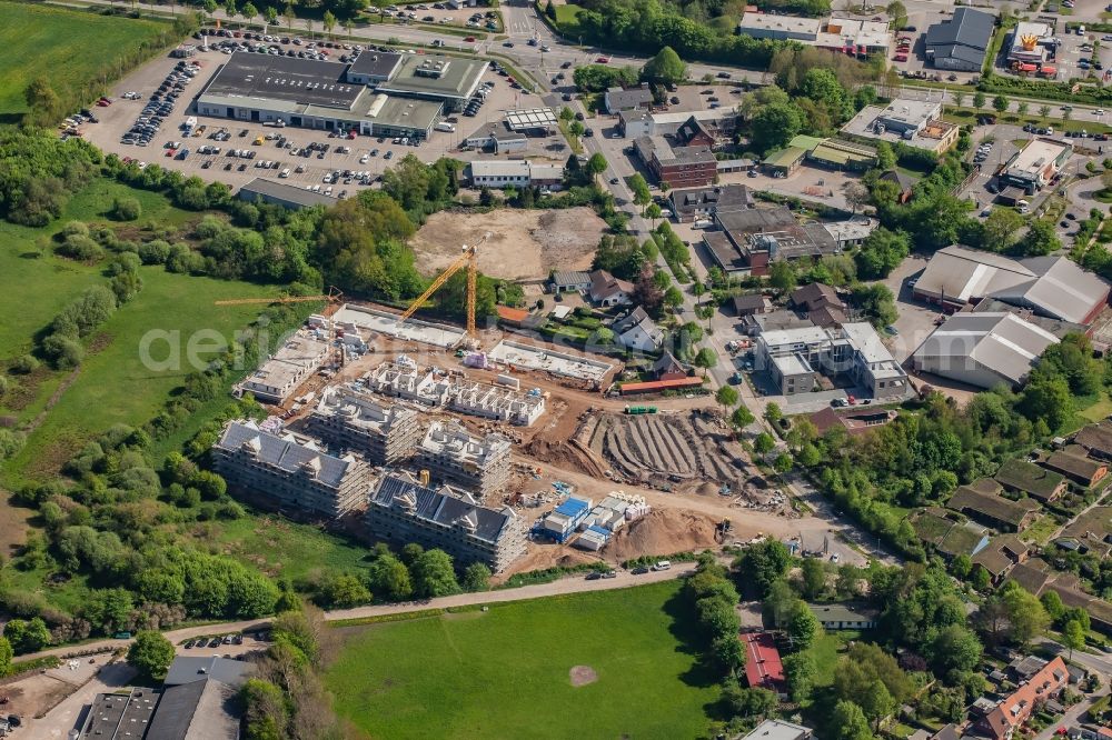 Aerial photograph Flensburg - Construction site to build a new multi-family residential complex Osterluecke on Osterallee in the district Muerwik in Flensburg in the state Schleswig-Holstein, Germany