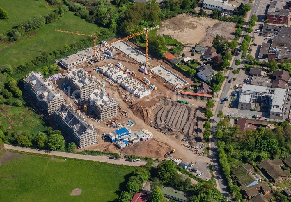 Flensburg from above - Construction site to build a new multi-family residential complex Osterluecke on Osterallee in the district Muerwik in Flensburg in the state Schleswig-Holstein, Germany