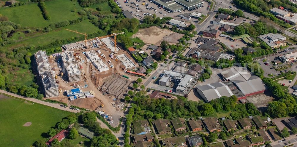 Aerial image Flensburg - Construction site to build a new multi-family residential complex Osterluecke on Osterallee in the district Muerwik in Flensburg in the state Schleswig-Holstein, Germany