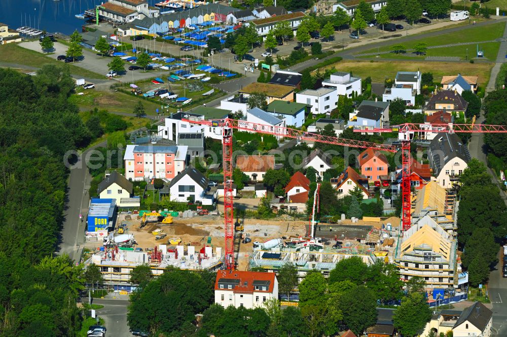 Aerial photograph Markkleeberg - Construction site to build a new multi-family residential complex Quartier Cospuden on street Koburger Strasse in the district Zoebigker in Markkleeberg in the state Saxony, Germany