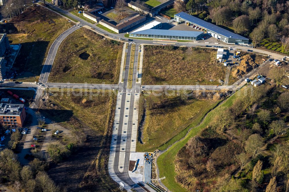 Aerial photograph Bochum - Construction site to build a new multi-family residential complex Quartier Feldmark on street Feldmark in the district Altenbochum in Bochum at Ruhrgebiet in the state North Rhine-Westphalia, Germany