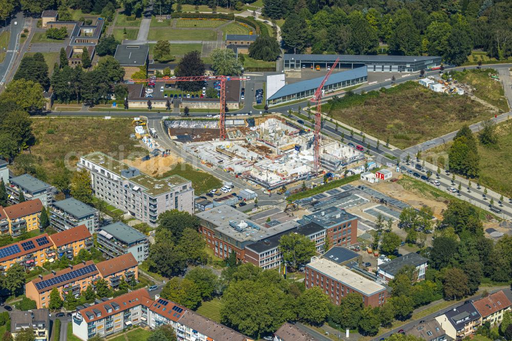 Bochum from the bird's eye view: Construction site to build a new multi-family residential complex Quartier Feldmark on street Feldmark in the district Altenbochum in Bochum at Ruhrgebiet in the state North Rhine-Westphalia, Germany