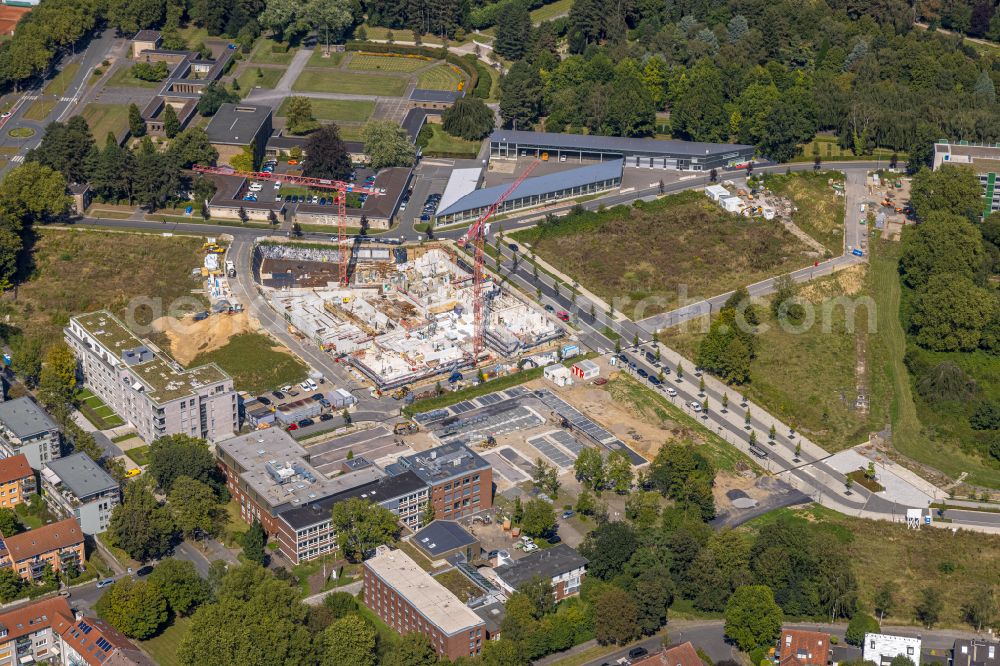 Aerial image Bochum - Construction site to build a new multi-family residential complex Quartier Feldmark on street Feldmark in the district Altenbochum in Bochum at Ruhrgebiet in the state North Rhine-Westphalia, Germany