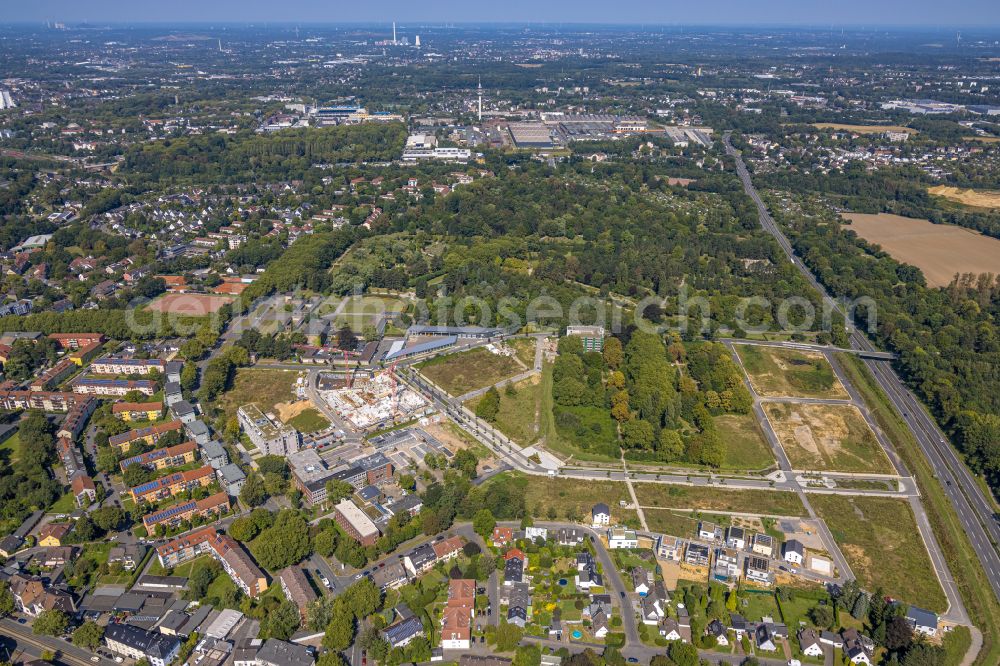 Aerial photograph Bochum - Construction site to build a new multi-family residential complex Quartier Feldmark on street Feldmark in the district Altenbochum in Bochum at Ruhrgebiet in the state North Rhine-Westphalia, Germany