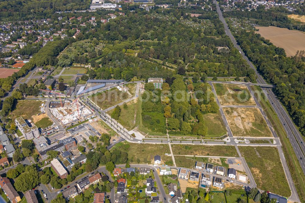 Bochum from above - Construction site to build a new multi-family residential complex Quartier Feldmark on street Feldmark in the district Altenbochum in Bochum at Ruhrgebiet in the state North Rhine-Westphalia, Germany