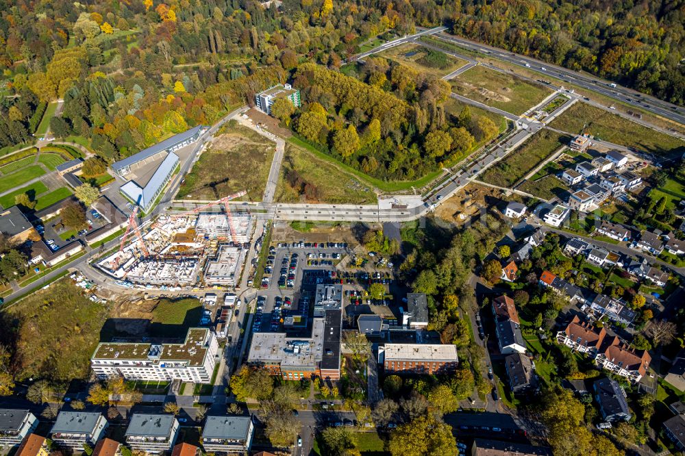 Aerial image Bochum - Construction site to build a new multi-family residential complex Quartier Feldmark on street Feldmark in the district Altenbochum in Bochum at Ruhrgebiet in the state North Rhine-Westphalia, Germany