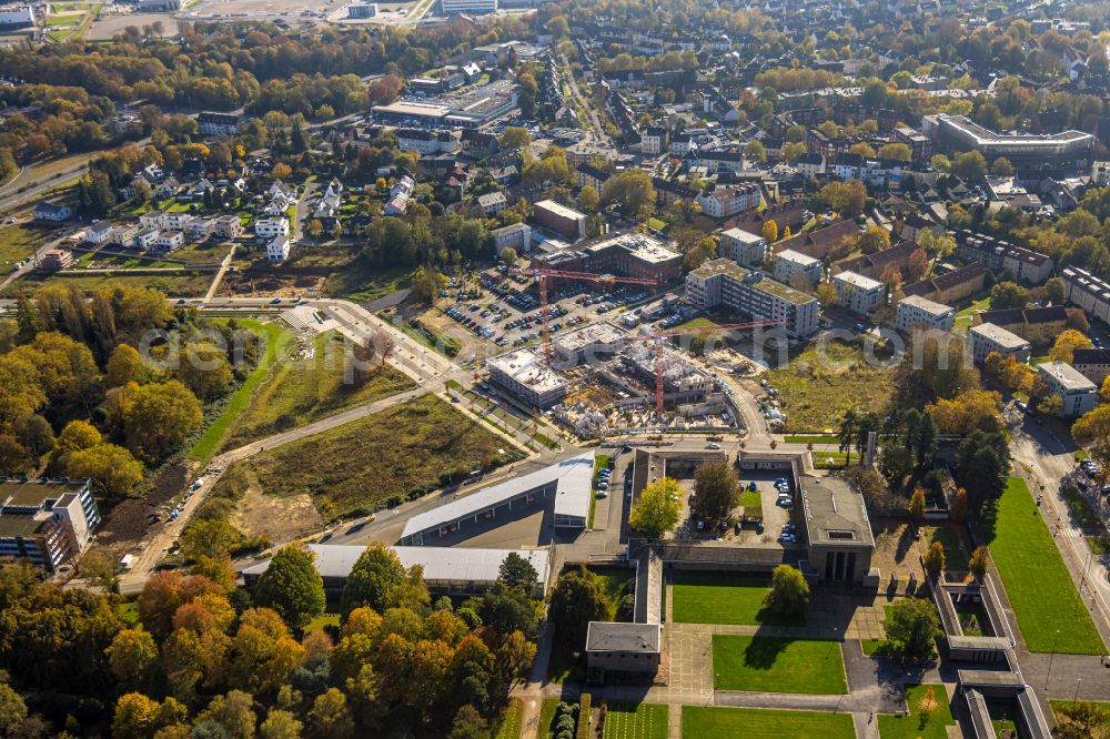 Bochum from the bird's eye view: Construction site to build a new multi-family residential complex Quartier Feldmark on street Feldmark in the district Altenbochum in Bochum at Ruhrgebiet in the state North Rhine-Westphalia, Germany