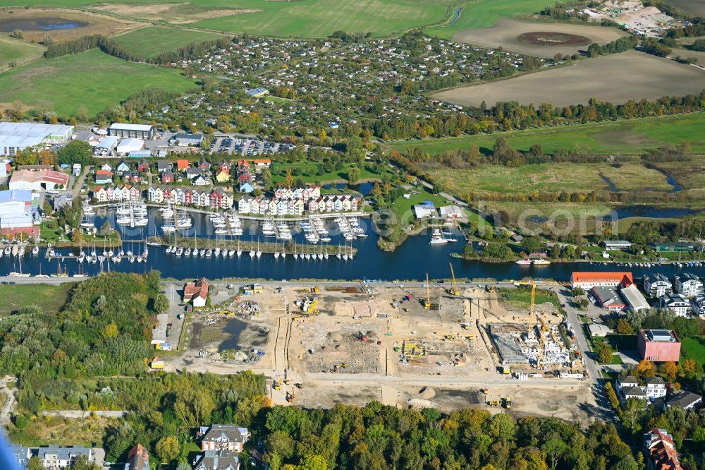 Aerial photograph Hansestadt Greifswald - Construction site to build a new multi-family residential complex Quartier Hafenstrasse on street An den Wurthen in Greifswald in the state Mecklenburg - Western Pomerania, Germany