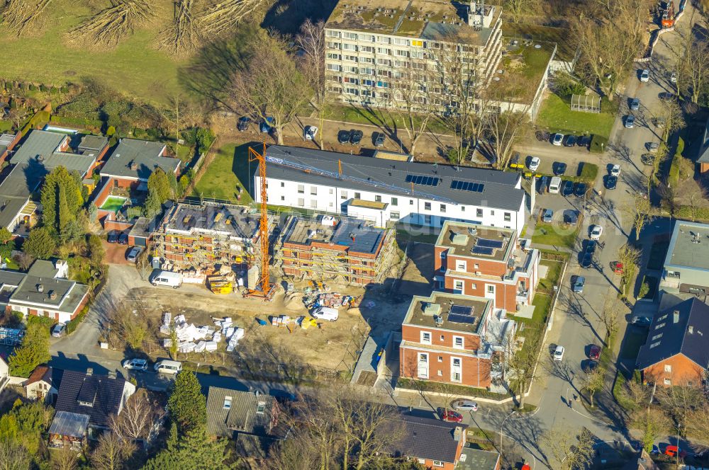 Ahlen from above - Construction site to build a new multi-family residential complex on Richard-Wagner-Strasse in Ahlen in the state North Rhine-Westphalia, Germany