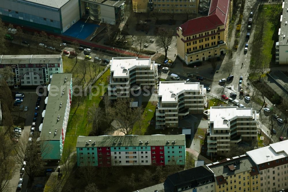 Berlin from above - New construction of a multi-family residential complex at Rudower Strasse and Koellnische Strasse in the Schoeneweide district of Berlin, Germany