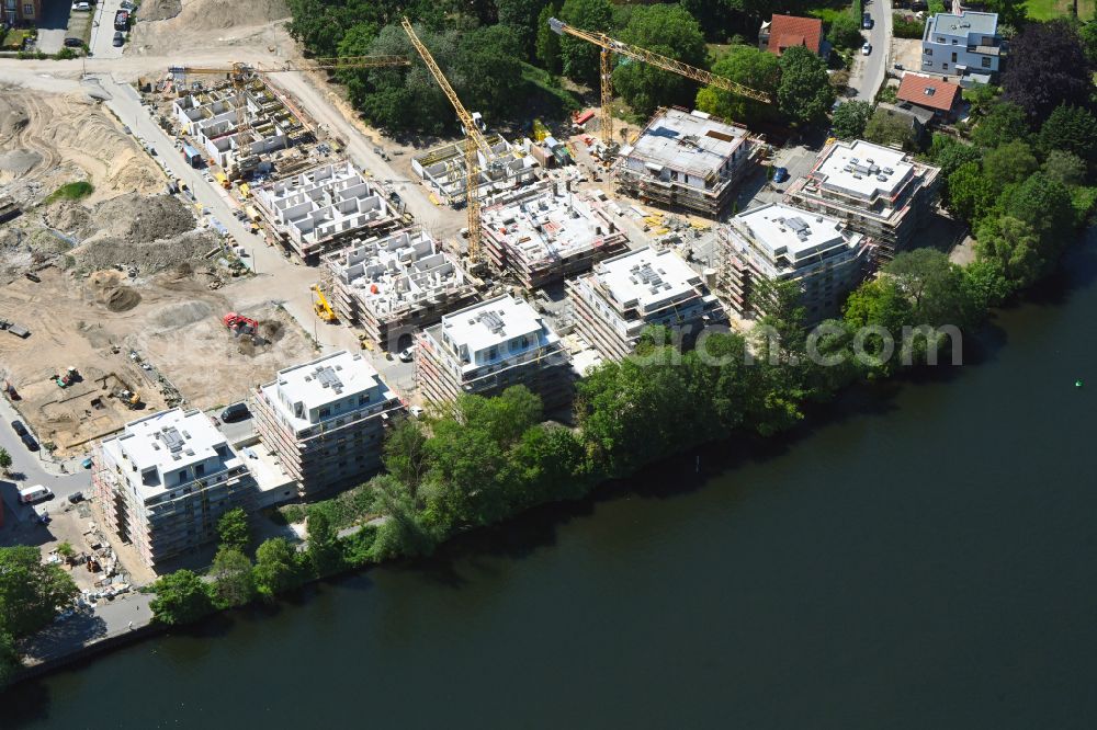 Aerial photograph Berlin - Construction site to build a new multi-family residential complex SPREEQUARTIER SPINDLERSFELD on street Carl-Spindler-Strasse in the district Koepenick in Berlin, Germany