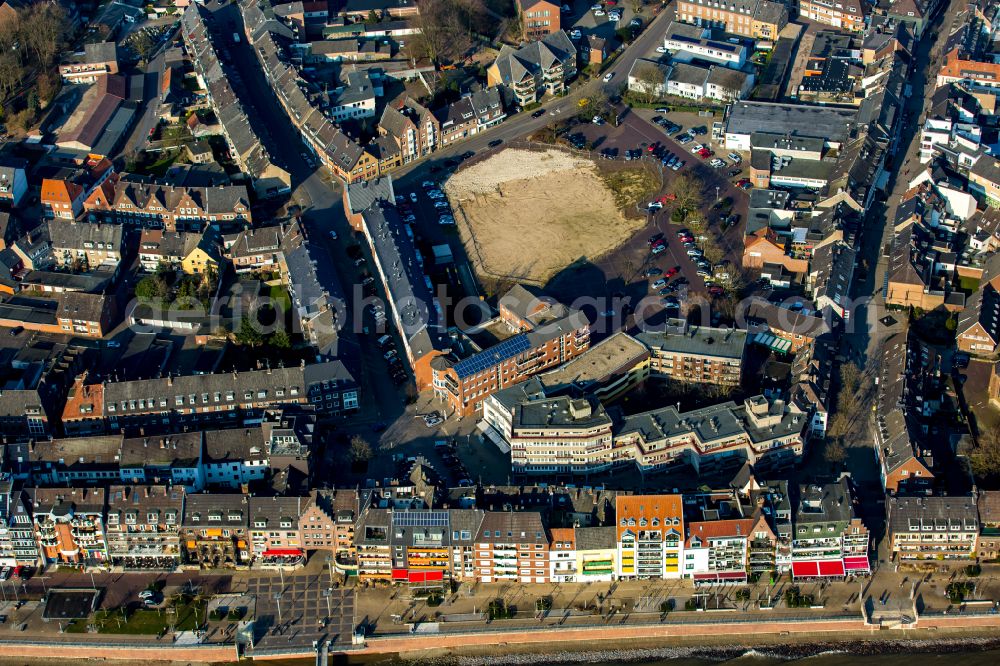 Emmerich am Rhein from the bird's eye view: Construction site to build a new multi-family residential complex vivAtrium on street Neumarkt in Emmerich am Rhein in the state North Rhine-Westphalia, Germany