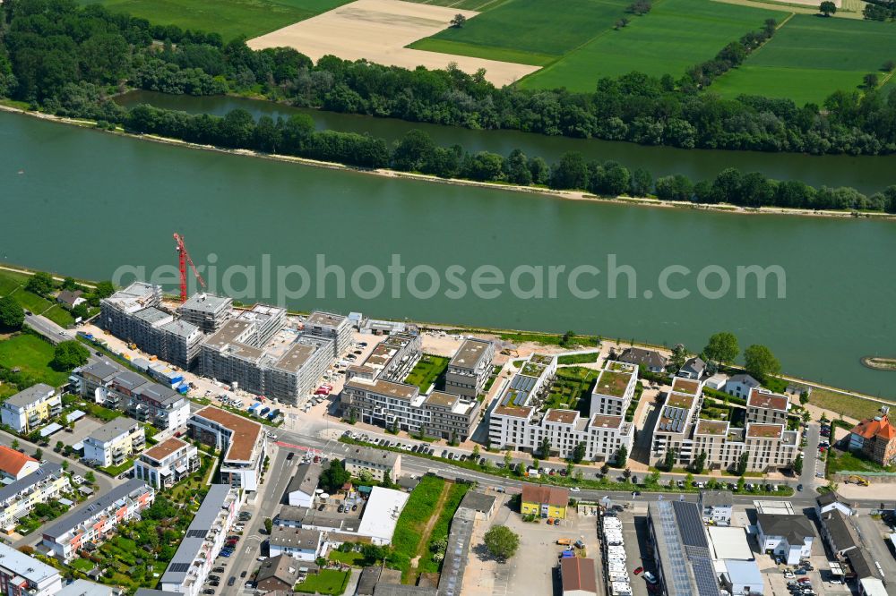 Aerial image Speyer - Construction site to build a new multi-family residential complex Wohnviertel on Fluss on street Alte Ziegelei on rhine river in Speyer in the state Rhineland-Palatinate, Germany