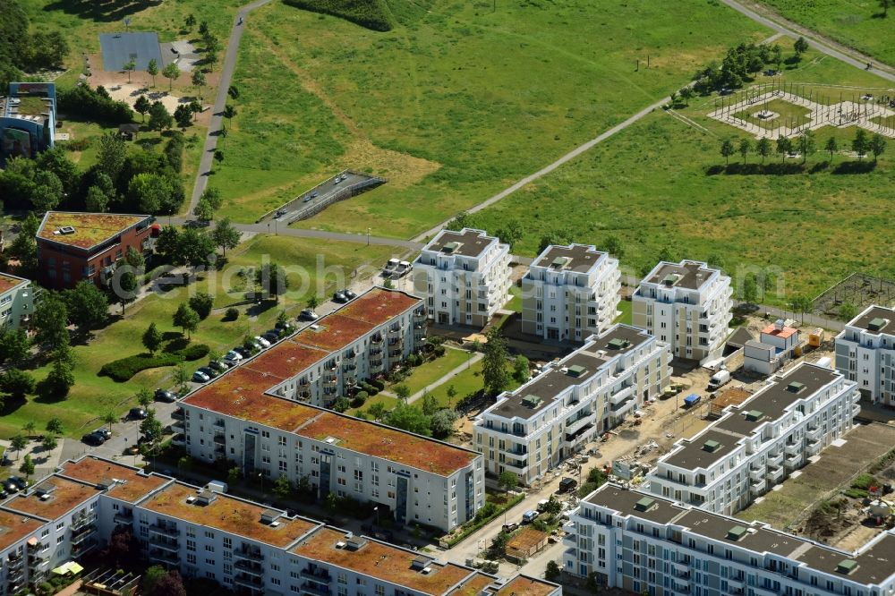 Aerial image Berlin - New multi-family residential complex between Hasenholzer Allee and the Wiesenpark in the district Marzahn in Berlin