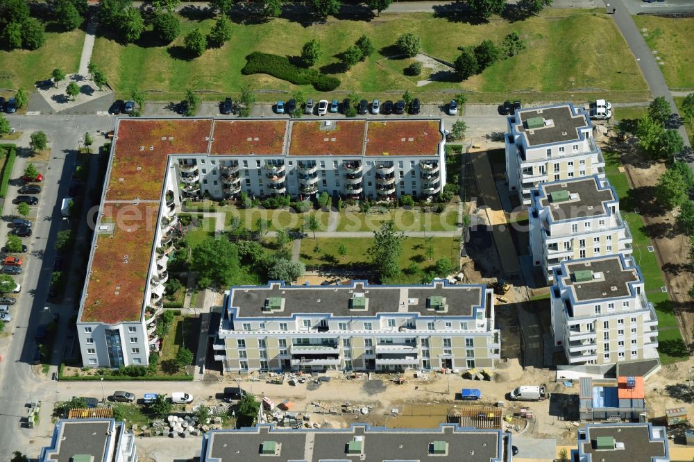 Aerial image Berlin - New multi-family residential complex between Hasenholzer Allee and the Wiesenpark in the district Marzahn in Berlin