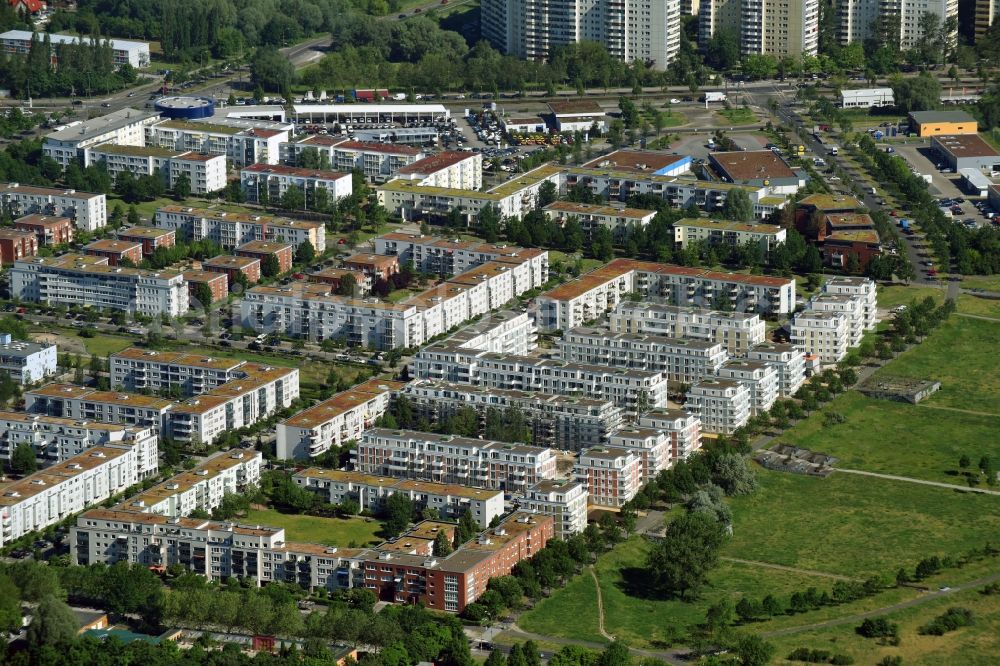 Berlin from above - New multi-family residential complex between Hasenholzer Allee and the Wiesenpark in the district Marzahn in Berlin